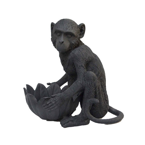 White Moose Resin Monkey Bowl Home/Office Decor - Black