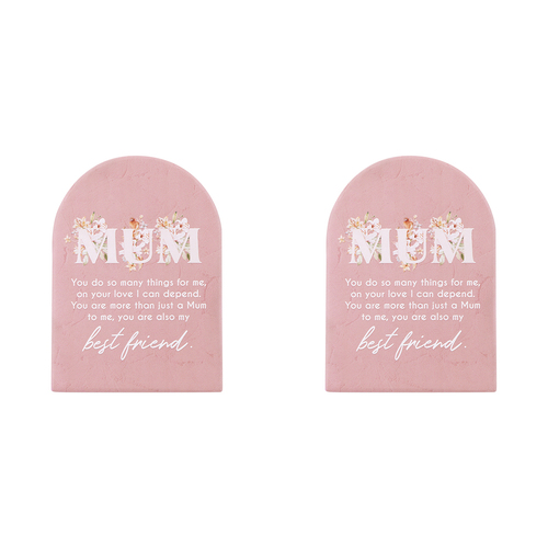 2PK Splosh Mothers Day Best Friend Verse Quote Plaque Standing Decor 14cm