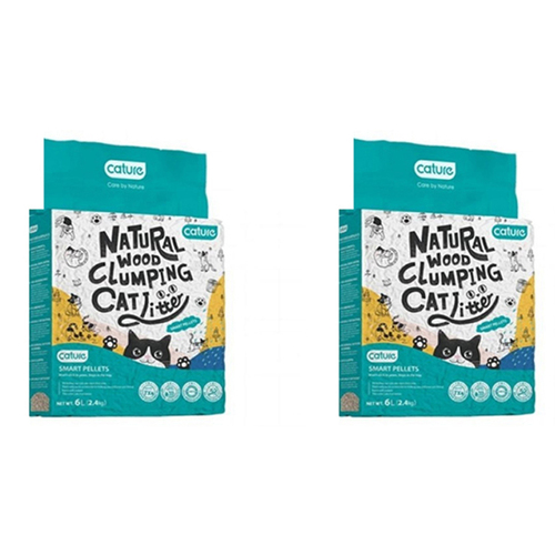 2x Cature Smart Pellets 6L/2.4kg Natural Wood Clumping Pet Cat Litter Bagged