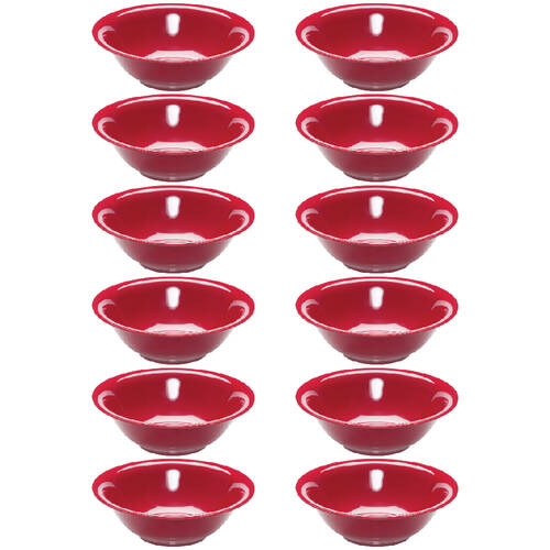 12PK Campfire Melamine Dessert Bowl Tableware Round 18cm - Burgundy