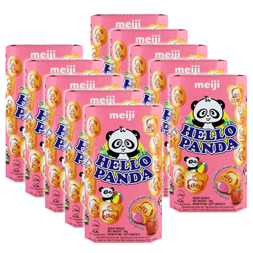 10PK Meiji Hello Panda Strawberry Biscuits 45g