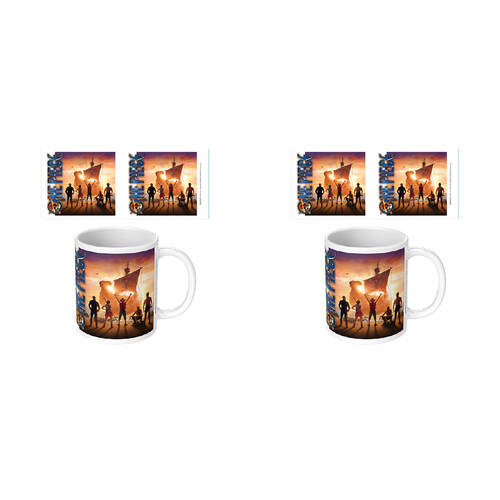 2PK One Piece Live Action Set Sail Ceramic Mug Drinking Cup White 9x11cm