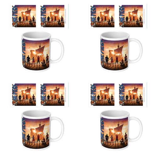 4PK One Piece Live Action Set Sail Ceramic Mug Drinking Cup White 9x11cm