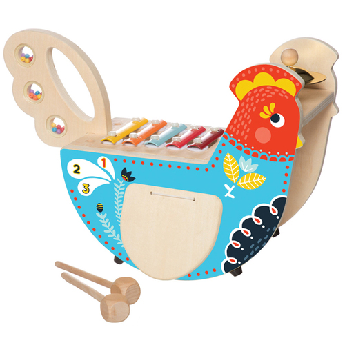 Manhattan Musical Chicken Xylophone Kids 39cm Wooden Toy 12m+