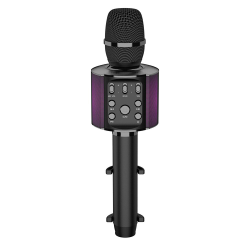 Laser Wireless Bluetooth Karaoke Microphone w/ Speaker - Black