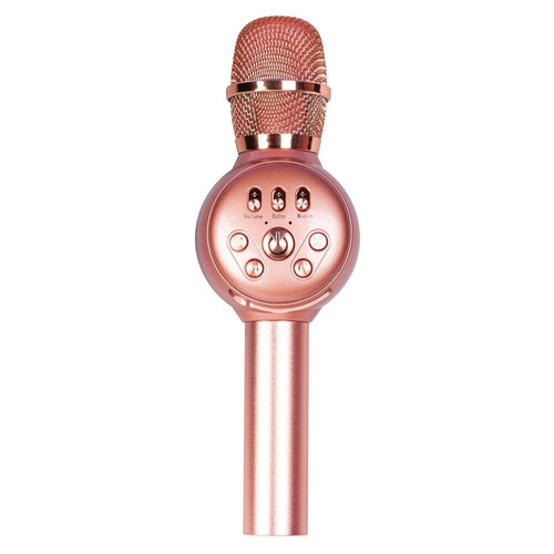 Laser Wireless Bluetooth Rechargeable LED Karaoke Microphone - Rose Gold