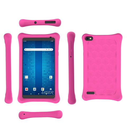 Laser Kids 7'' IPS Android 12 Quad Core Tablet w/ Pink Case 32GB