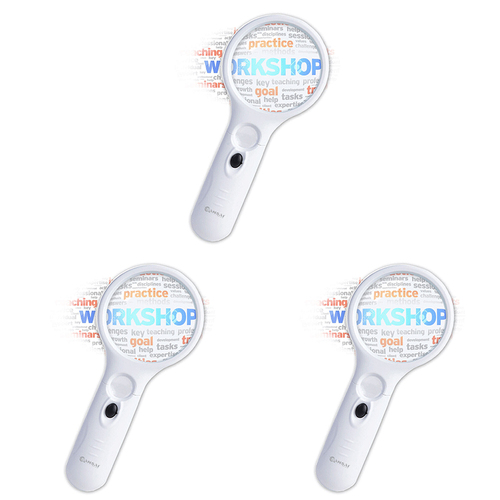 3PK Sansai 3x LED Portable Magnifying Glass 11x8 cm White