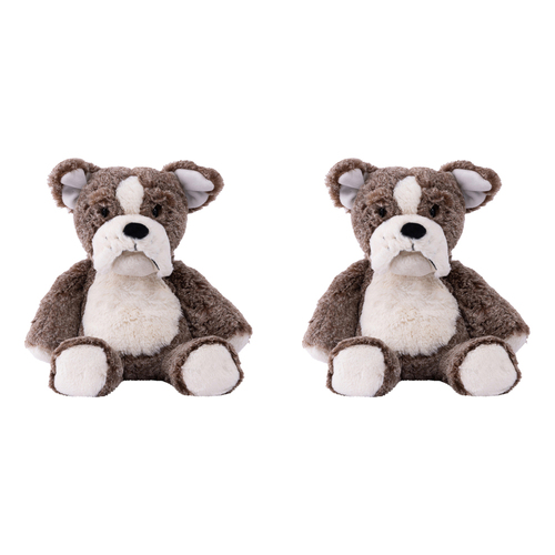 2PK Mary Meyer Marshmallow Animal Bulldog 33cm Soft Plush Toy Kids 0+ Grey