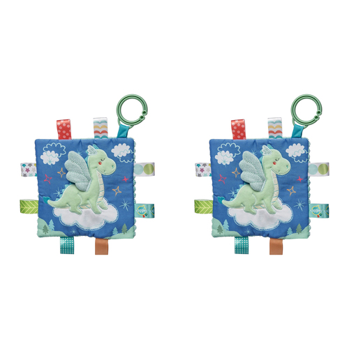 2PK Mary Meyer Taggies Drax Dragon Crinkle Me Activity Toy 16.5cm Kids 0+ Blue