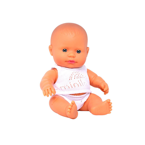 Miniland Baby Doll Caucasian Boy 21cm Kids Pretend Play Toy 10m+