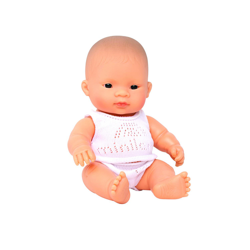 Miniland Baby Doll Asian Boy 21cm Kids Pretend Play Toy 10m+