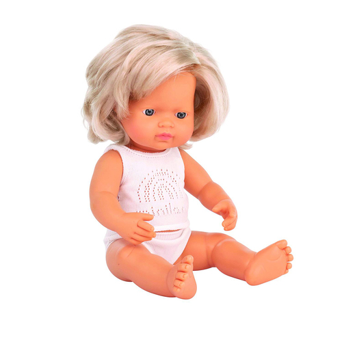 Miniland Baby Doll Caucasian Girl 38cm Kids Pretend Play Toy 10m+