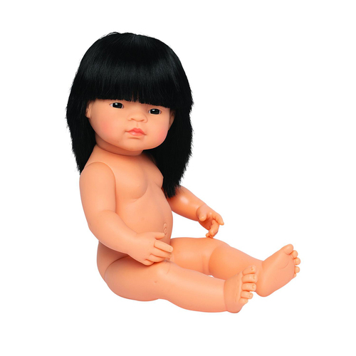 Miniland Baby Doll Asian Girl 38cm Kids Pretend Play Toy 10m+