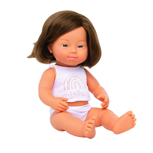 Miniland Baby Doll Caucasian Girl w/ Down Syndrome 38cm Kids Toy 10m+