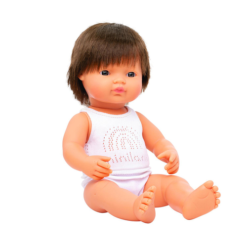 Miniland Baby Doll Caucasian Brunette Boy 38cm Kids Pretend Play Toy 10m+