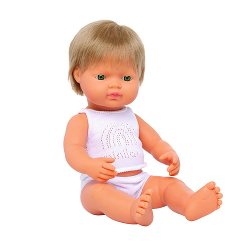 Miniland Baby Doll Caucasian Dark Blonde Boy 38cm Kids Toy 10m+