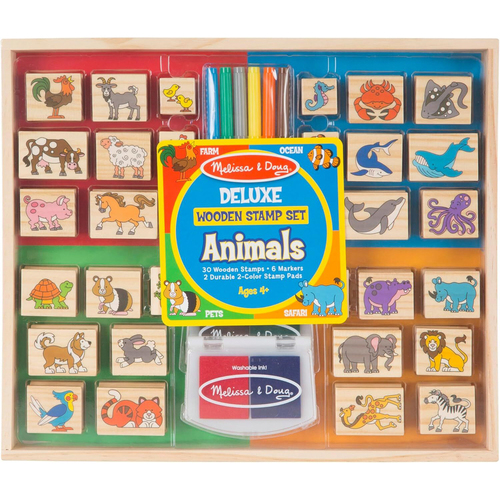 Melissa & Doug Deluxe Wooden Stamp Set Animals Kids/Childrens Toy 4y+