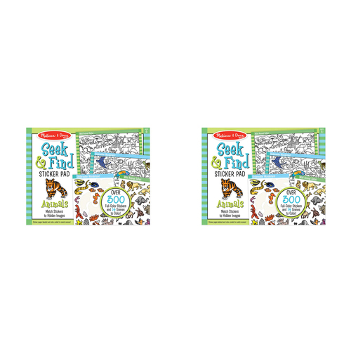 2PK Melissa & Doug Seek & Find Sticker Pad Animals Kids/Childrens Toy 4+