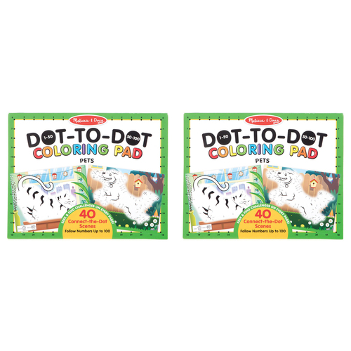 2PK Melissa & Doug 123 Dot-to-Dot Coloring Pad Pets Kids/Childrens Toy 4y+