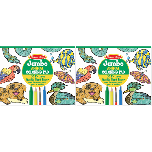 2PK Melissa & Doug Jumbo Colouring Pad Animals Kids/Childrens Toy 4+