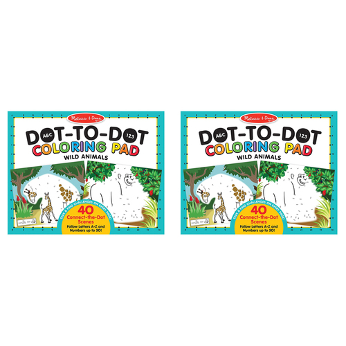 2PK Melissa & Doug ABC 123 Dot-to-Dot Colouring Pad Wild Animals KidsToy 3+