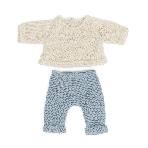 2pc Miniland Clothing Eco Knitted Sweater & Trousers For 21cm Doll 3y+