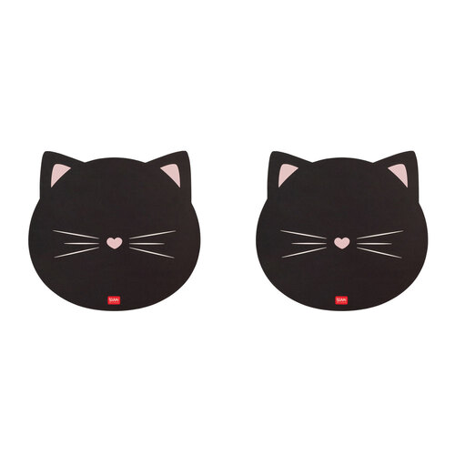 2PK Legami PVC Mousepad Anti-Slip Mouse Mat Pad - Kitty Black