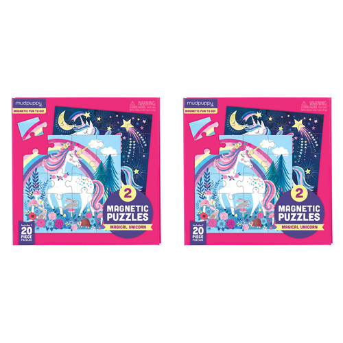 2x 20pc Mudpuppy Magnetic Jigsaw Puzzle 17x17cm Magic Unicorn Kids Game 3y+