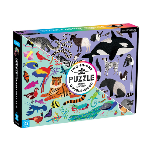 100pc Mudpuppy Double-Sided Puzzle Animal Kingdom 55x42cm 6+