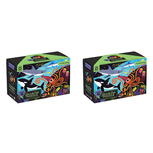 2x 100pc Mudpuppy Glow Jigsaw Puzzle Ocean Predators 5+