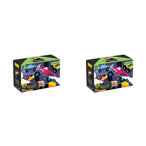 2x 100pc Mudpuppy Glow Jigsaw Puzzle Monster Trucks 5+