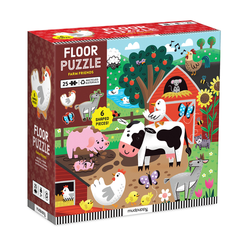 25pc Mudpuppy Floor Jigsaw Puzzle 23x9cm Farm Friends Kids Game 2y+