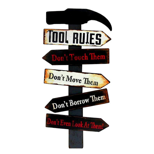 Men's Republic Man Cave Retro Metal Sign Tool Rules 50x25cm