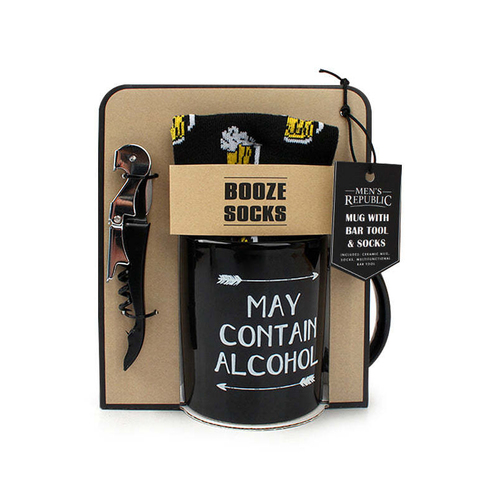 Men's Republic Drinking Mug/Socks May Contain Alcohol Gift Set