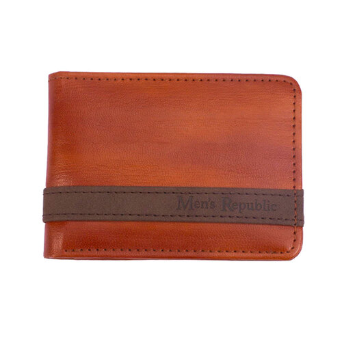 Men's Republic Slick Vegan Leather Money Wallet - Tan