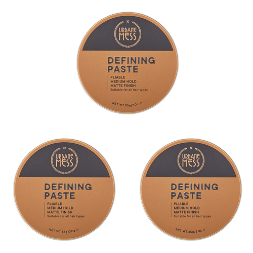 3PK Urbane Mess Defining Paste Hair Care/Styling Gel 85g