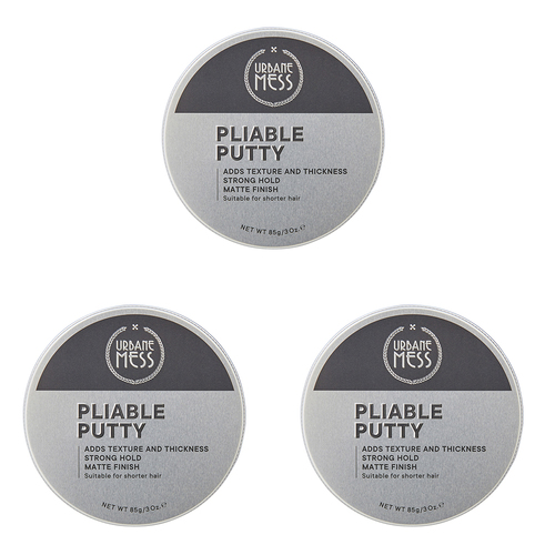 3PK Urbane Mess Pliable Putty Hair Care/Styling Gel 85g