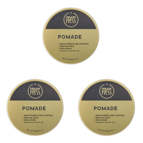 3PK Urbane Mess Grooming Pomade Hair Care/Styling Gel 85g