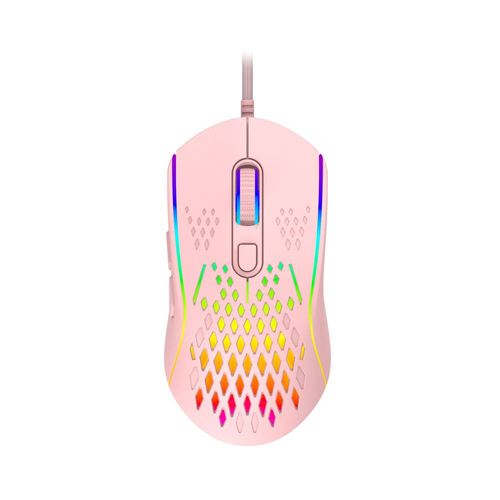 Laser Wired Gaming RGB Mouse 12800 DPI For PC/Laptop - Pink