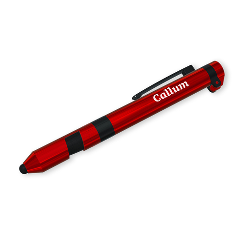 3pc Callum Metal Multi-Tool Pen 7 In 1 Functions Red Case