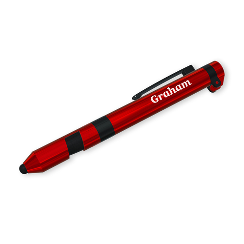 3pc Graham Multi-Tool Pen 7 In 1 Functions Red Case