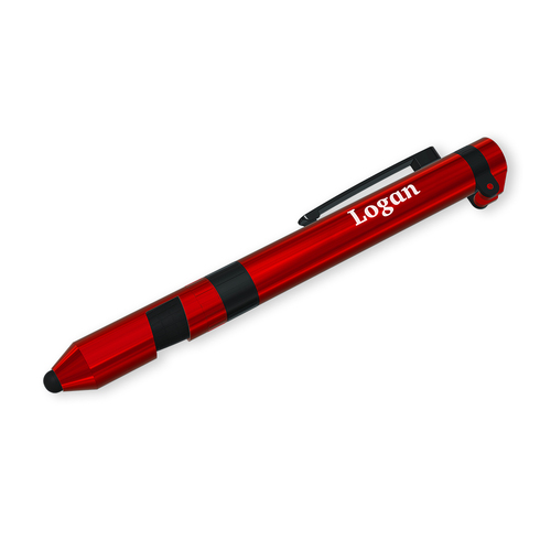 3pc Logan Multi-Tool Pen 7 In 1 Functions Red Case 