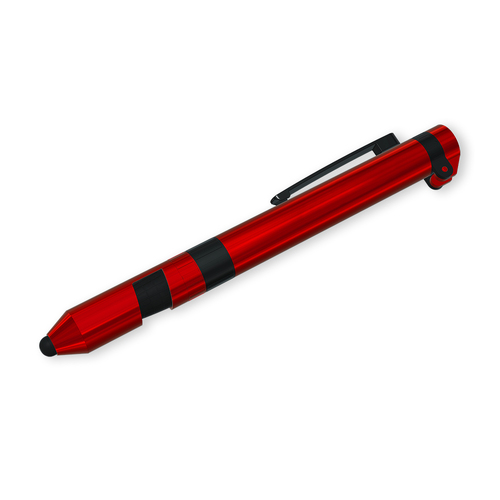 3pc Blank Red Multi-Tool Pen 7 In 1 Functions Red Case