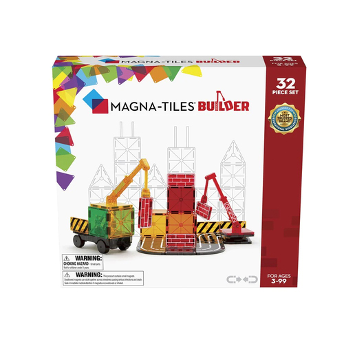 32pc Magna-Tiles Builder Kids/Childrens Magnetic Construction Toy Set 3y+