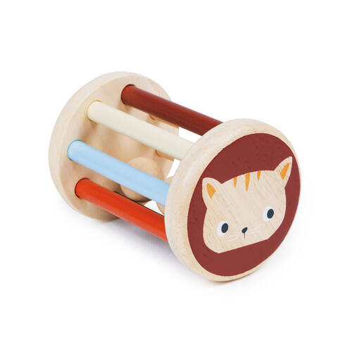 Mentari Rolling Wooden Kitten Rattle 9cm Baby/Toddler Toy 0m+