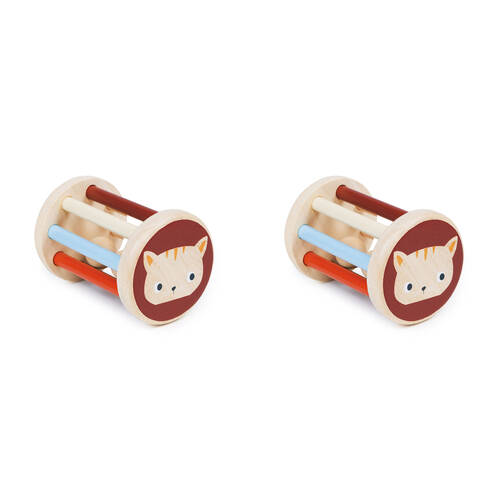 2PK Mentari Rolling Wooden Kitten Rattle 9cm Baby/Toddler Toy 0m+