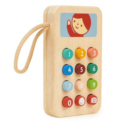 Mentari Mobile Phone w/ Colourful Buttons 6x1cm Wooden Toy 2y+