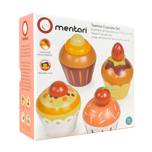 4pc Mentari Teatime Cupcake Set 9x9cm Wooden Toy 3y+