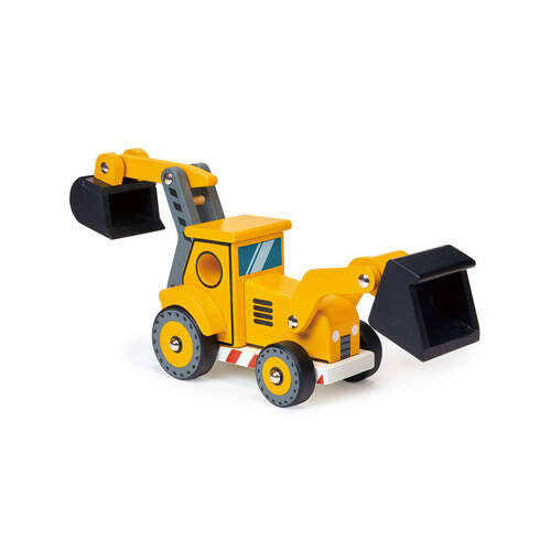 Mentari Wooden The Backhoe Construction Vehicle Kids Toy 3y+